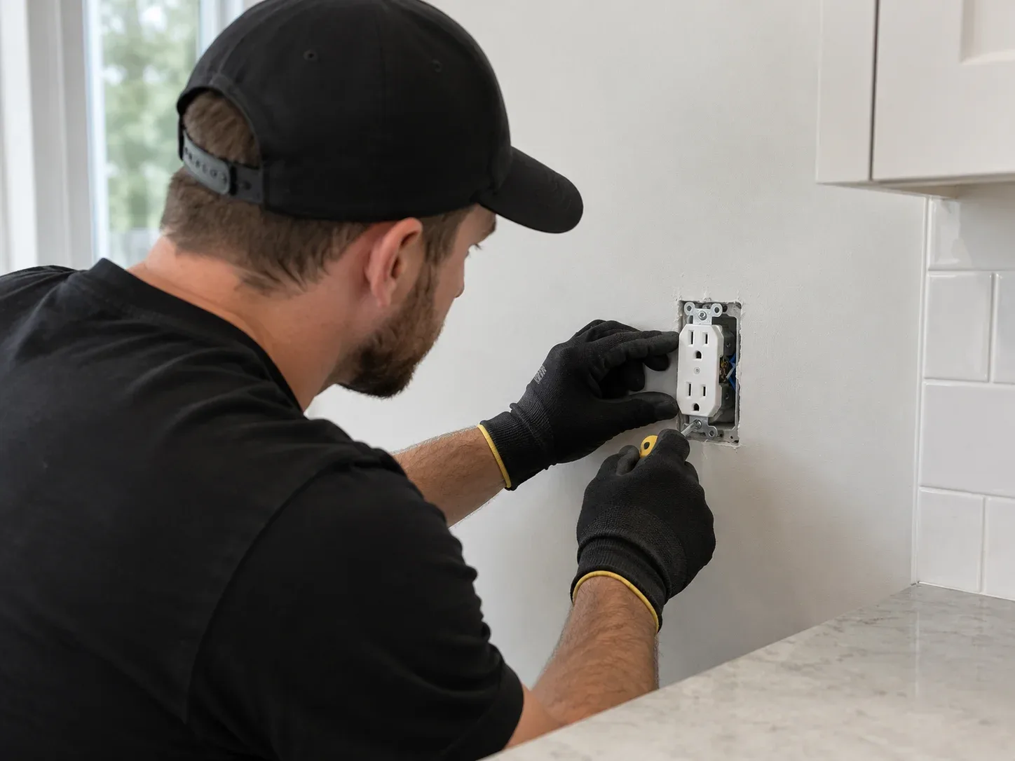 Hamilton electrician installing outlets