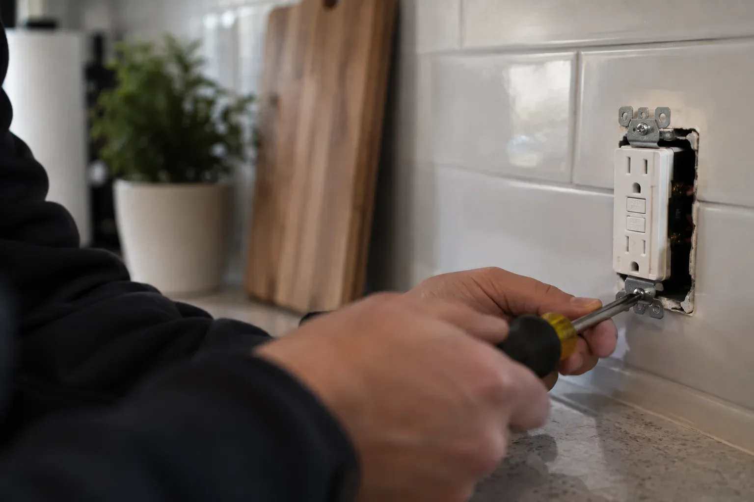 Electrical outlet installation in Hamilton